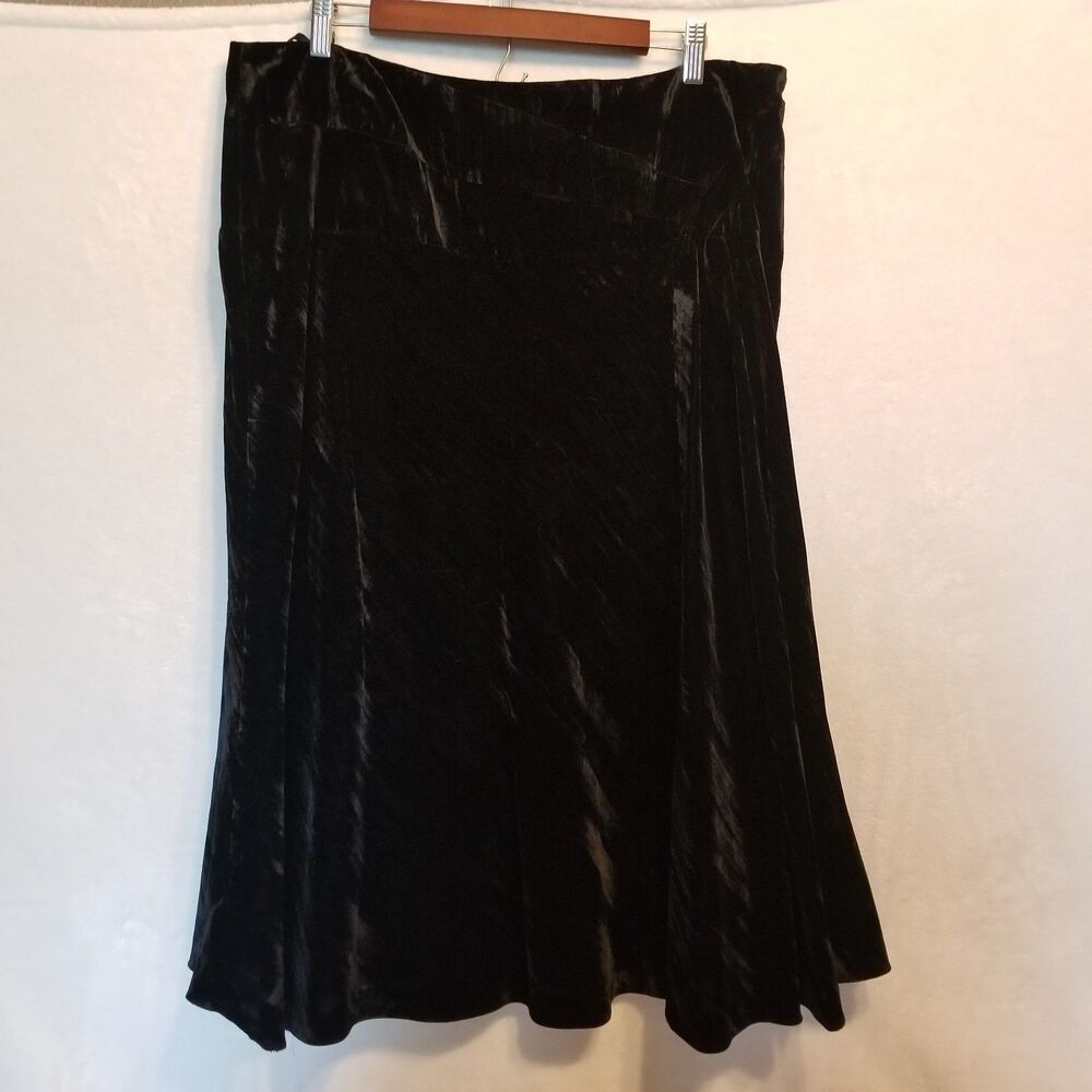 RoFa Modern 38" Skirt Black Velvet Midi Lined Fairy Grunge Whimsigoth Vintage